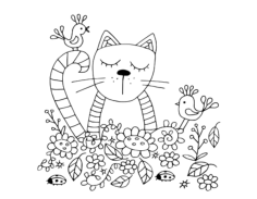 Cute Cat In Garden Cat Tracing Worksheets Pdf, Free Vectors File